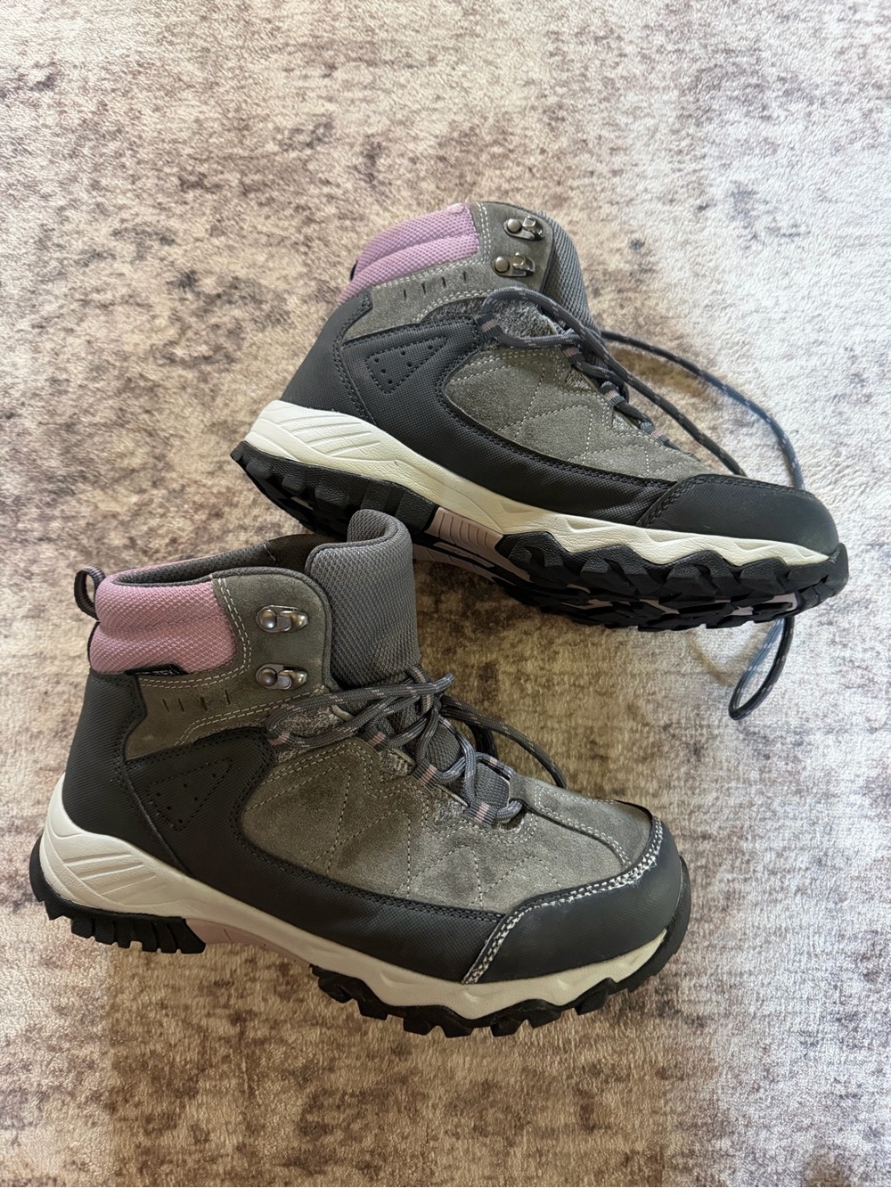 Adventuridge women's gray and pink lace-up hiking boots